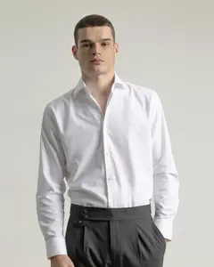 Мужская рубашка классического кроя белая, однотонная PuroEgo, белый