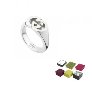 Кольцо Interlocking signet GUCCI, серебряный