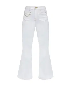 Белые расклешенные брюки с высокой талией Ganni, белый