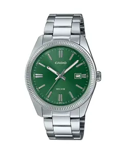 Мужские кварцевые часы с тремя стрелками из нержавеющей стали серебристого цвета, 38.5 мм Casio
