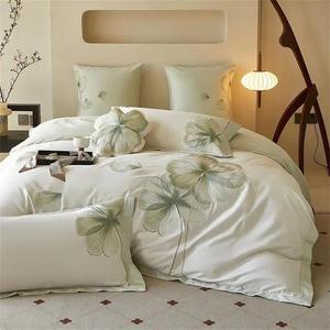 YUSIWOAL Комплект постельного белья с вышивкой из премиального длинноволокнистого хлопка 600 тс Color 3