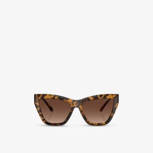 Солнцезащитные очки Michael Kors Dubai "кошачий глаз" в черепаховой оправе, коричневый