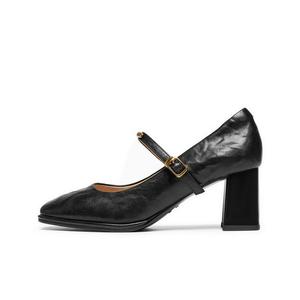 BELLE Женские туфли Мэри Джейн на массивном каблуке черные, цвет Black