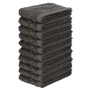 Мой домашний полотенце для лица Regona, мыльные тряпки (30x30 см), пушистые и мягкие, 500 г/м² Премиальные полотенца с бордюром, набор полотенец, 100% хлопок My Home, антрацит