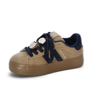 Стильные износостойкие и легкие низкие скейтерские туфли для женщин Lovely You KEAIDENI, Camel (Shiro Fish Style)