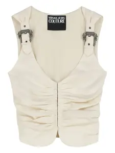 Топ со сборками и пряжкой Versace Jeans Couture, нейтральный