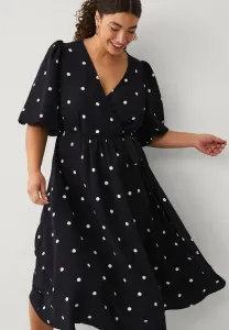 Mit puffärmeln day dress Ellos Plus Collection, Schwarz Mit Einem Punkt