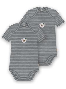 Normani Outdoor Sports Комплект из 2 детских боди с короткими рукавами из мериносовой шерсти, цвет Тауранга, серая полоска