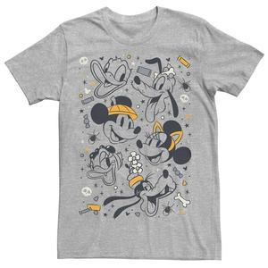 Футболка с рисунком Big & Tall Mickey Mouse And Friends Halloween Heads Licensed Character, цвет Athletic Heather