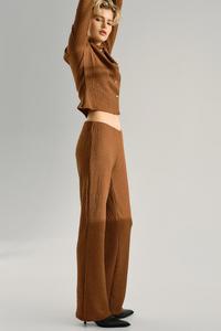 Расклешенные брюки из жатого трикотажа H&M, коричневый