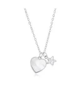 Серебряное ожерелье с фианитами в форме сердца и звезды Caribbean Treasures, silver