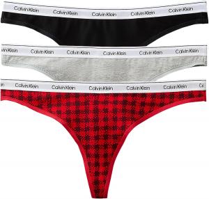 Женские стринги Calvin Klein Modern Logo, 3 шт., Blotched Plaid+Adrenaline Rush/Black/Grey Heather