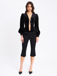 Укороченные брюки-клеш Miss Circle Kristy Velvet Decorating, черный