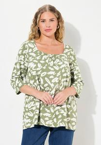 Топ с длинными рукавами SCRIBBLE SQUARE NECK 3/4 SLEEVE Ulla Popken, светло-зеленый