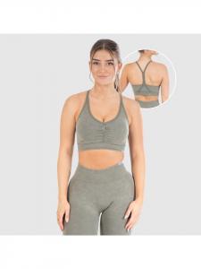 SMILODOX Спортивный бюстгальтер Batik Acid Scrunch оливкового цвета