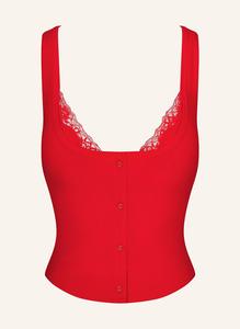 Мягкий топ для отдыха с кружевом Skims, красный