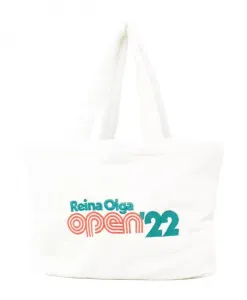 Белая хлопковая сумка-шоппер с логотипом. Reina Olga, белый