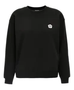 Черный свитер с круглым вырезом и цветочной вышивкой Kenzo, черный