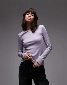 & Other Stories мягкий трикотажный лонгслив с длинными рукавами в рубчик сиреневого цвета