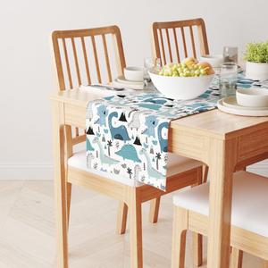 Настольная дорожка, 100 % полиэстер, 14x108 дюймов, нарисованные вручную динозавры.