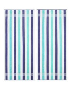 Набор пляжных полотенец из хлопка в яркую полоску, 2 предмета, 70 x 40 дюймов Calvin Klein, Twilight Purple