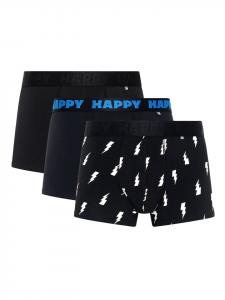 Happy Socks Комплект из 3 боксерских трусов, черно-белые
