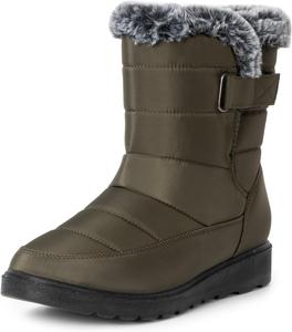 Женские зимние сапоги Alpine Swiss Lexie, Водонепроницаемые с искусственным мехом, Теплые и уютные, Противоскользящая подошва, Стильная обувь для улицы, Olive