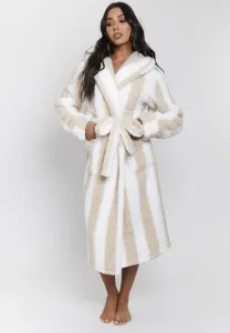 Халат средней длины с капюшоном в толстую полоску Loungeable, Mink