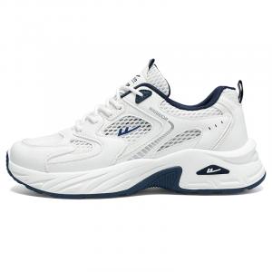 Увеличивающие рост, износостойкие, легкие и дышащие низкие массивные кроссовки для мужчин WARRIOR, White Dark Blue