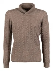 Свитер фактурной вязки Moorer, коричневый