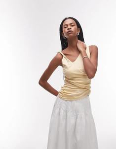 Трикотажный топ & Other Stories С переплетениями и драпировкой светло-желтого цвета