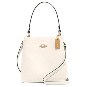 Городская отполированная сумка-ведро из галечной кожи, женская сумка через плечо, кроссбоди белая COACH Trumpets