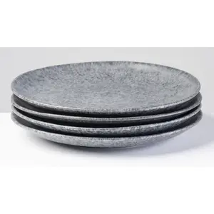 Gipfelstück Десертная тарелка «Mos'n'Stein», (набор, 4 шт.), скандинавский стиль, блестящая реактивная глазурь, каждое изделие уникально, серый