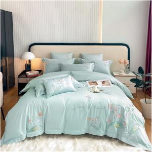 Generic Комплект постельного белья с вышивкой ландыша из длинноволокнистого хлопка 600TC Green