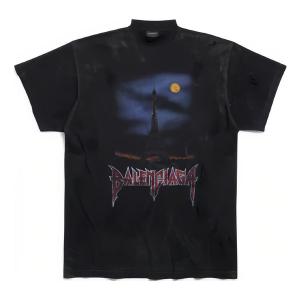 Футболка paris moon t-shirt oversized 'black faded' Balenciaga, черный