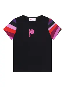 Футболка с логотипом в виде рыбы Pucci Junior, черный