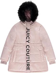 Пальто Juicy Couture для девочек, зимняя куртка с искусственным мехом и капюшоном, теплая парка с капюшоном, плотное зимнее пальто для детей, Blue7Z079
