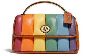 COACH Замковая кожаная сумка через плечо маленькая женская радужная