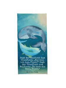 Mr. & Mrs. Panda Спортивное полотенце с изображением кита и тунца и надписью белого цвета