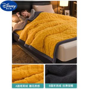 Disney Теплый плед из хлопкового велюра 180х200 см, вес 2 кг, мягкий на ощупь, цвет Tafu Rong - Lemon Yellow Gray