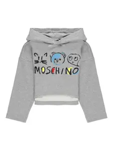 Худи с логотипом Moschino Kids, серый