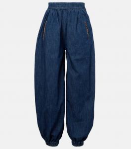 Зауженные брюки из шамбре Valentino, Medium Blue Denim