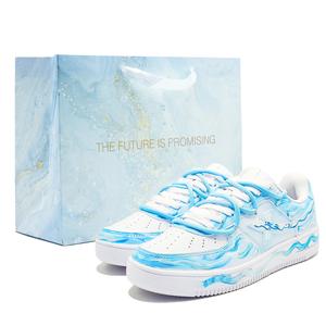 XTEP Кроссовки Air Force One с нескользящим и износостойким покрытием, низкие, для скейтбординга, мужские, белые, синие