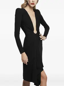 Вечернее платье асимметричного кроя с глубоким вырезом ALESSANDRO LEGORA, черный