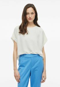 Блуза MIT KURZEN ÄRMELN RUNDHALS VILA, слоновая кость