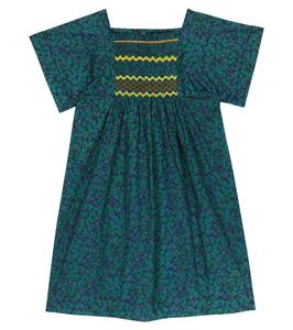 Платье из хлопка с цветочным принтом и сборками Bonpoint, Ink