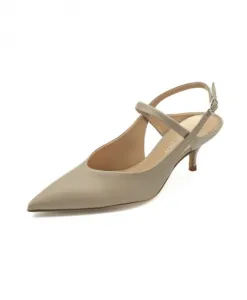 Женские кожаные туфли на каблуке светло-бежевого цвета Guglielmo Rotta, бежевый