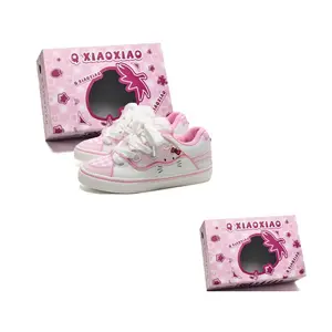 Circle small Женские легкие износостойкие амортизирующие низкие скейтерские кроссовки с эффектом увеличения роста в коробке бело-розовые, цвет White Pink