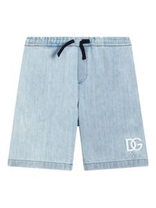 Dolce & Gabbana Kids шорты с вышитым логотипом, синий