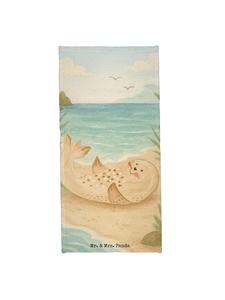 Mr. & Mrs. Panda Пляжное полотенце с изображением тюленя, без слогана, белого цвета